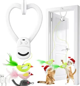 Interactive Cat Toys for Indoor Cats: Automatic Flying Bird Feather Wand Chase Exercise Enrichment Stimulation, USB Rechargeable Durable Safe Hanging Toy for Bored Kittens Adult Multi Cat Households outdoorfun