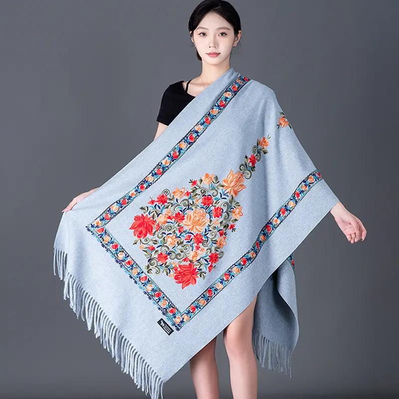 Embroidered Vase   Light Hemp Grey