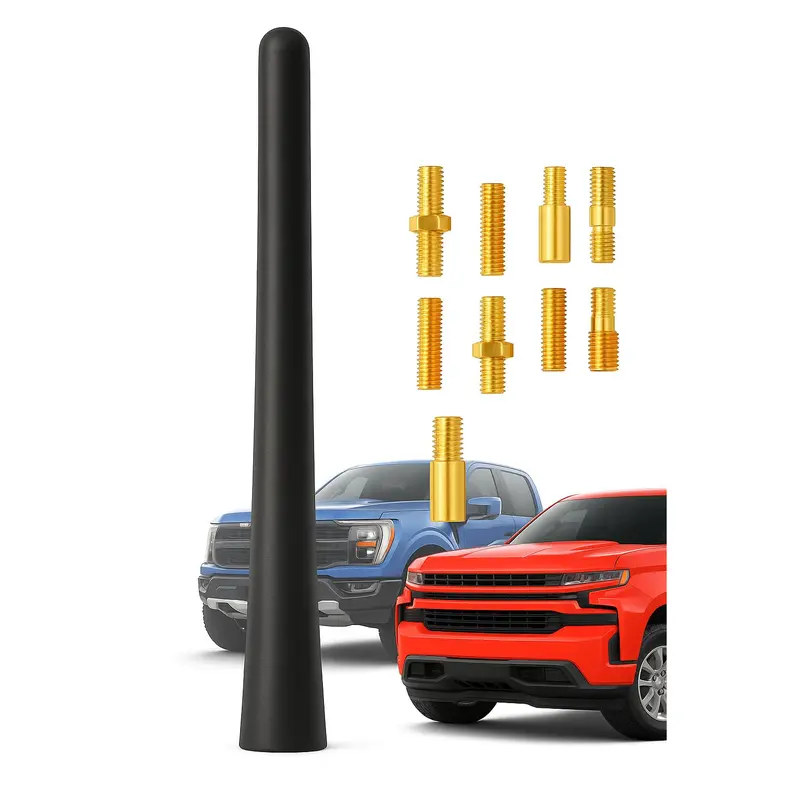 Motiv 7.8″ Short Truck Antenna–Stubby Car Wash Safe Flexible Spring & Brass Base–Universal Replacement Auto Radio Antenna for Truck & Car, Fits Chevy Silverado, GMC Sierra, F-150, RAM, Tacoma, Jeep