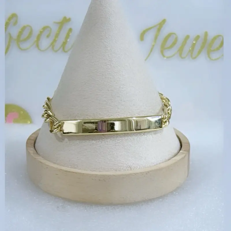 Elegant Design Esclava Bracelet #0142 14k Laminated Gold Hypoallergenic 3 Layers Protection 7.5 Inches Length Ideal for Daily Wear
