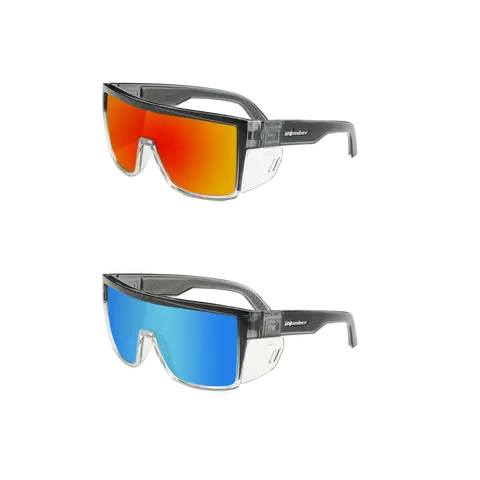 Buzz Bomb Fire & Ice Sunglasses Set, 2-Pack Square Eyewear with Resin Frames, Extra Side Protection (bz2pck)