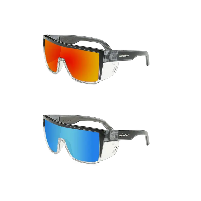 Buzz Bomb Fire & Ice Sunglasses Set, 2-Pack Square Eyewear with Resin Frames, Extra Side Protection (bz2pck)