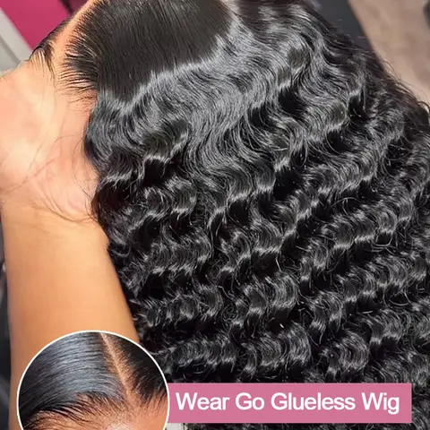 BLING HAIR 30 36 Inch Deep Wave Curly 7x5 13x4 Glueless Wig Human Hair 13x6 HD Lace Frontal Wig Pre Cut Wear Go Deep Wave Front Wig 180% Density