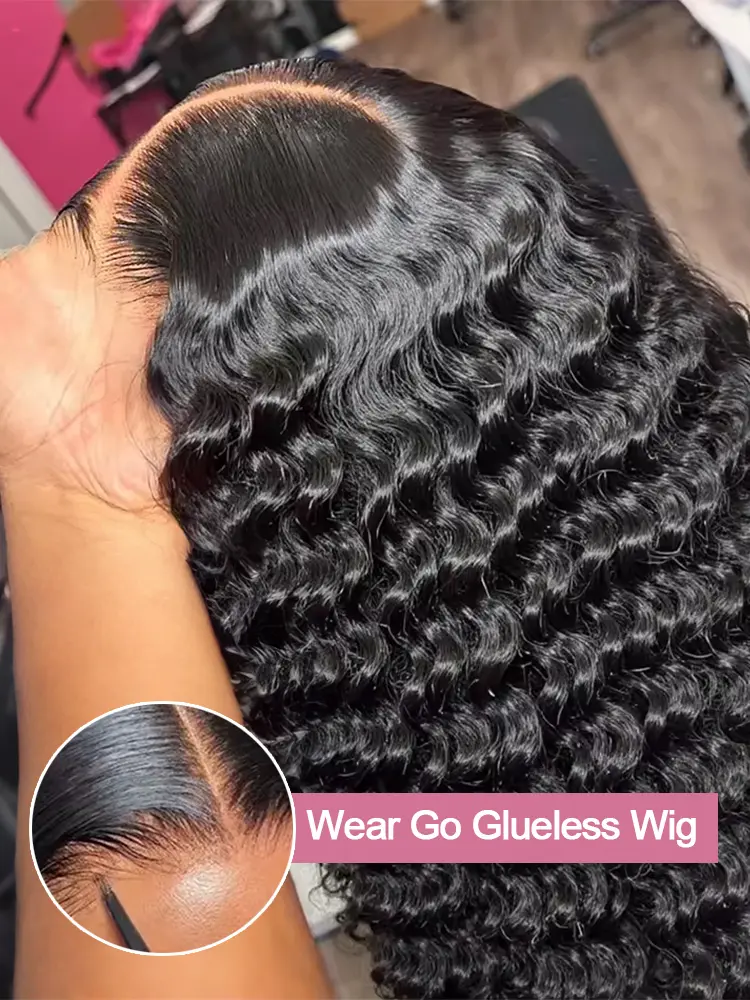 BLING HAIR 30 36 Inch Deep Wave Curly 7x5 13x4 Glueless Wig Human Hair 13x6 HD Lace Frontal Wig Pre Cut Wear Go Deep Wave Front Wig 180% Density
