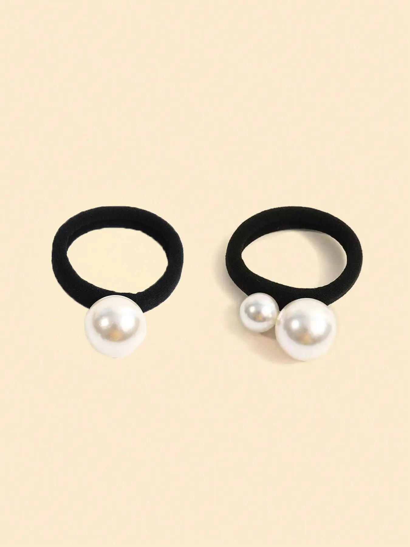 2 French Pearl Hair Ties, Elegant Charming Pearl Scrunchie for Ponytail & Bun, Simple Daily Accessory, All-Season Headband Elastic, Scrunchies