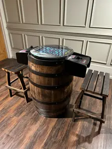 Bourbon Barrel Arcade Table- 60 Retro 8 bit Games Included