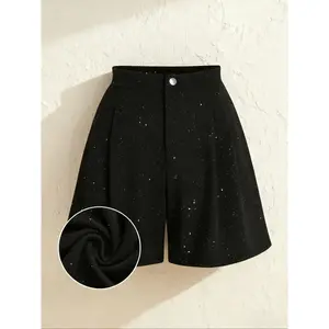 Plus Size Women's High Waist Sequin Wide Leg Shorts Elegant Party Wear Casual Loose-Fitting Summer Pants Womenswear