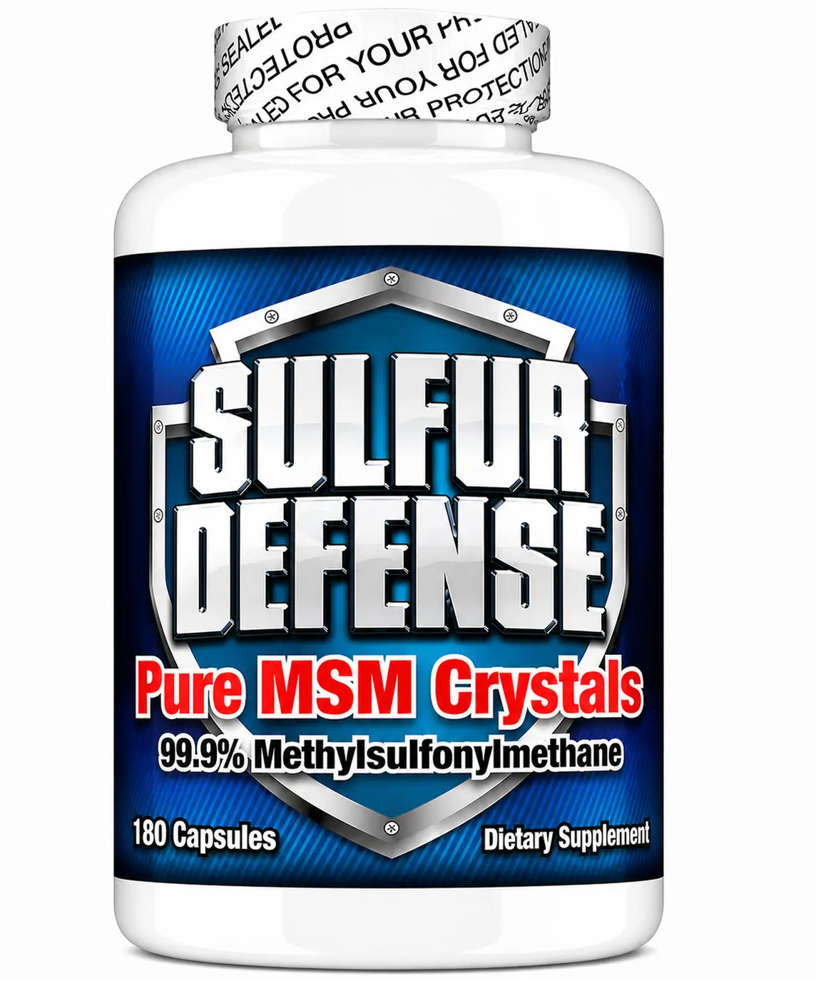 Sulfur Defense OptiMSM® Pure MSM Supplement (180 Veggie Capsules) - Immune System, Joint Support & Cellular Health