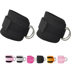 Fitness Ankle Straps for  Machines, 2 Pack Comfortable Adjustable Padded Ankle Wrist Cuffs, Kickback Glute Workouts for Men Women, D-Ring  Straps with Neoprene Padding