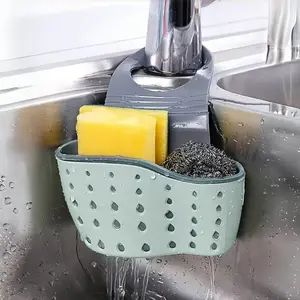 1 Piece Adjustable Snap-on Sink Drain Basket, Double Layer Kitchen Storage Rack, Space-Saving Hanging Drain Basket for Sponges, Brushes & Cleaning Tools, Durable Platic Design with Multiple Compartments for Efficient Drainage, Hangable