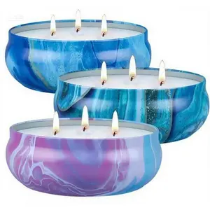 3 Wick Scented Candles Outdoor, Soy Wax Aromatherapy Candle Set| 3 x 18.5 Oz Long Lasting Flameless Candles for Home Patio Yard Garden Camping BBQ, Natural Citronella Scent, Relaxing Ambiance