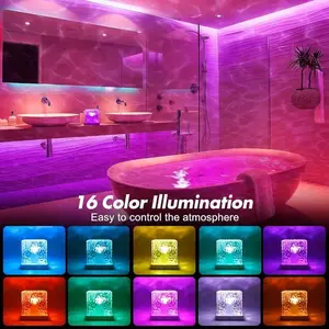 USB Plug-In Atmosphere LED Light with Creative Led Lighting, 16 Color Changing Ocean Wave Projection, Remote Control, Adjustable Brightness, Bathroom Bedroom Living Room Decor, Interior Led Lights