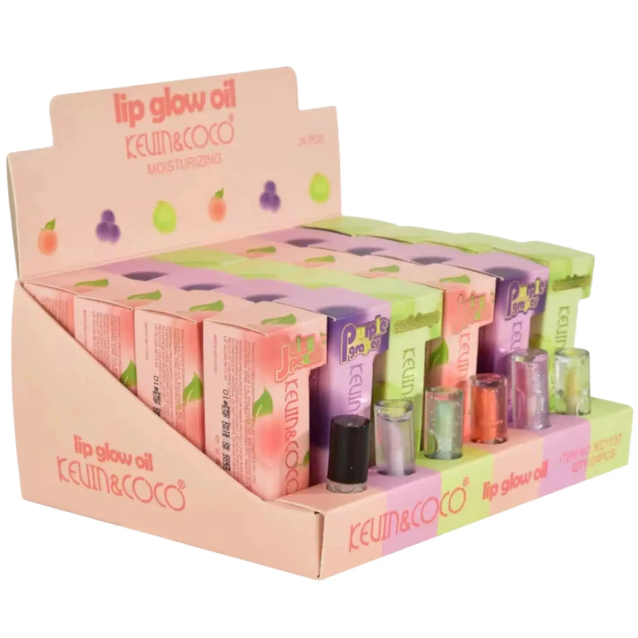 Brillo Labial Hidratante en Aceite Kevin & Coco - Venta al por Mayor Display 24 Unidades (KC1137)