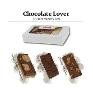Uncle Butch's Chocolate Lovers Fudge Variety Pack - Decadent Peanut Butter Chocolate, Dark Chocolate and Chocolate Walnut - Made with Real Butter - Delicious Candy Treat for Dessert or Snack- Ultimate Chocolate-Lover's Trio - Ships Fresh Daily - 24oz