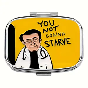 Fashionable Doctor Print Storage Box, Durable Plastic Material, Portable 2 Compartment Organizer, Multi Compartment Design, Unisex Decorative Accessory