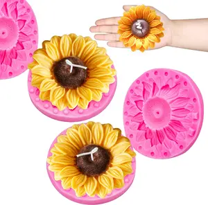 2 count Large Sunflower  Molds, 3D Flower  Molds for  Fondant Cake Decoration, Flower Soap Wax Candle Polymer Clay Molds for Handmade Art Craft Baking Tool