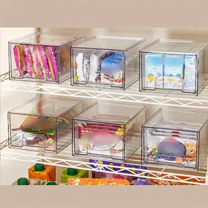 New 4PC Stackable Cosmetic Storage Drawers High Acrylic Bathroom Storage Drawers Stackable Multi-Function Organizer for Vanities Sinks Skin Care Products Kitchen Cabinets Pantry Organization Boxes Shelf