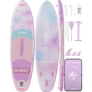 [Spring Glow Up] 10'6''x33'' Inflatable Stand Up Paddle Board, 400lbs Extra Wide Stand Up Paddleboard with Anti-Slip EVA Deck, Premium SUP Accessories Kit, Non-Slip Stable Deck Boat for Yoga Fishing Surf