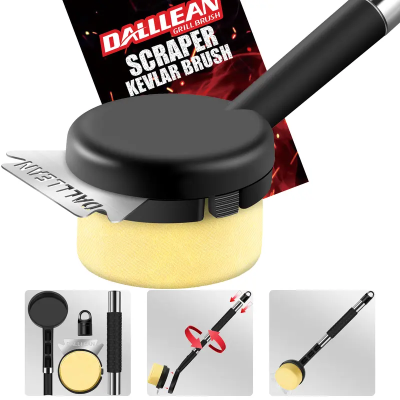 BBQ Grill Brush Bristle Free for Outdoor Grill, Grill Accessories with Sponge Replaceable Grill Brush Head, Steam Grate Cleaner,BBQ Cleaning Brush,Grill Brush Set, Bristle Free Grill Brush and Scraper Utensils