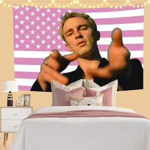 Drews Pink Poster Tapestry American Flag Starkeys Tapestry Headboard Aesthetic Home Decoration Banner Background Cloth Fans Gift