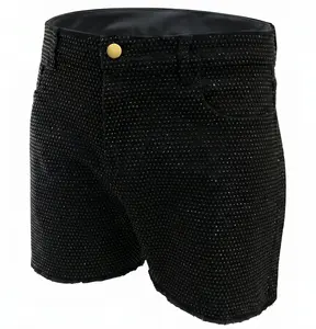 black rhinestone stretch denim MCE shorts