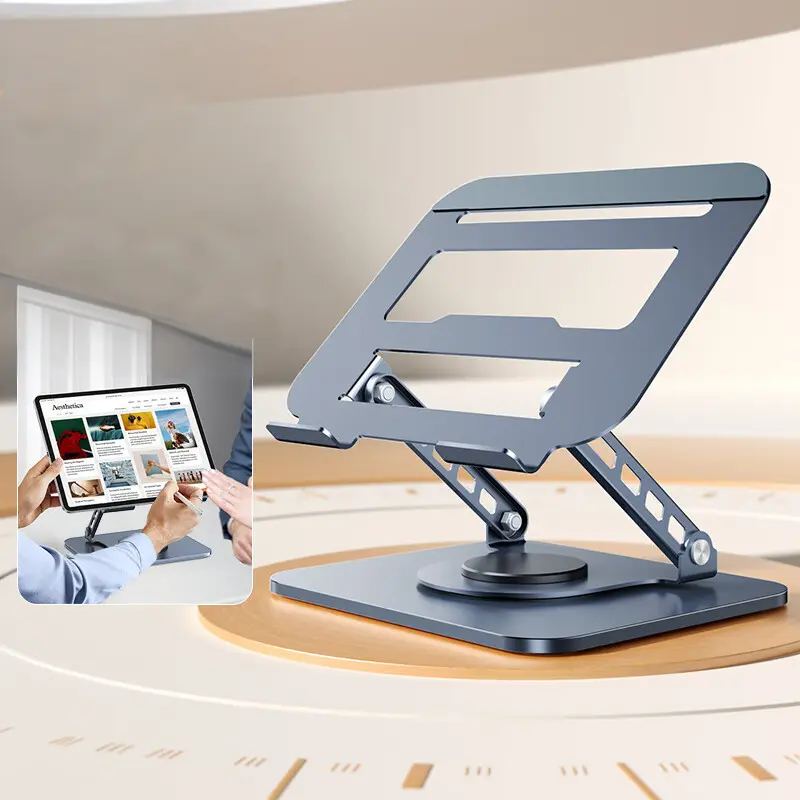 360° Rotating Laptop Stand, Foldable Adjustable Carbon Steel Computer Holder for 8‑17.3 Inch Laptops and Tablets
