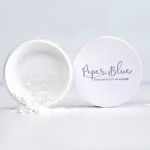 PiperBlue Organic Makeup Translucent Clay Setting Powder - Oil-Control Cosmetic, Silky, Fluffy, Smooth & Lightweight Hydrating Formula, Radiant Finish, Locks in Moisture, Includes Application Brush, All Natural Powder