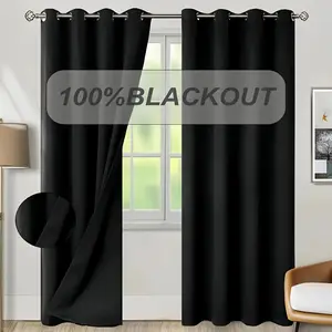 Lux Decor 2 Panels Blackout Curtains, Solid Thermal Insulated Grommet, Noise Reduction Window Drapes, Lightweight Curtains for Living Room, Bedroom Curtains Arch