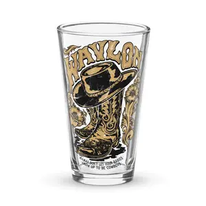 Waylon Jennings Boot Pint Glass