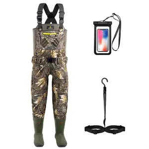 Trudave Waterproof Hunting Waders with Boot Hanger, 800G Insulated 6mm Neoprene Camo Chest Waders for Duck Hunting and Fishing