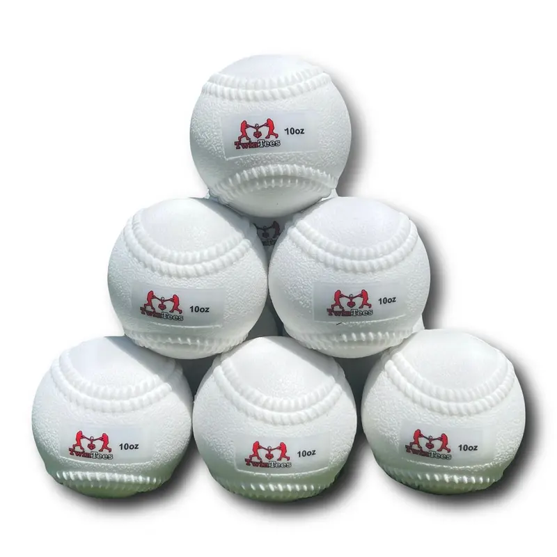TwinTee 10oz Hitting Plyo Balls with Seams - 5 or 10 Pack - FREE Carry Bag - Increase Exit Velocity & Improve Barrel Control - Great for All Ages Baseball Training Equipment Bat Gear