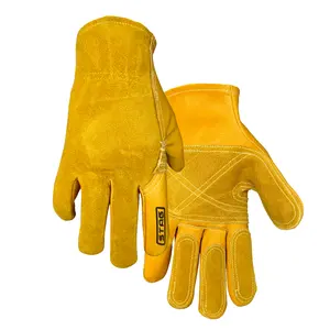 STAG Golden Cowhide Heavy-Duty Waterproof Work Gloves, 240 Durable Wraparound Palm & Finger Patches, Tough Grip, Palm Patched, Sizes M-XXL for Tough Jobs