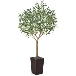 VeriNatural 6/7/8FT Artificial Olive Tree UV Resistant with  Brown Taper Planter for Indoor & Outdoor  （VN156）