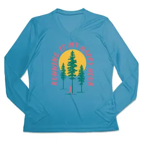 Women's Long Sleeve Tech Tee - Running is My Happy Hour