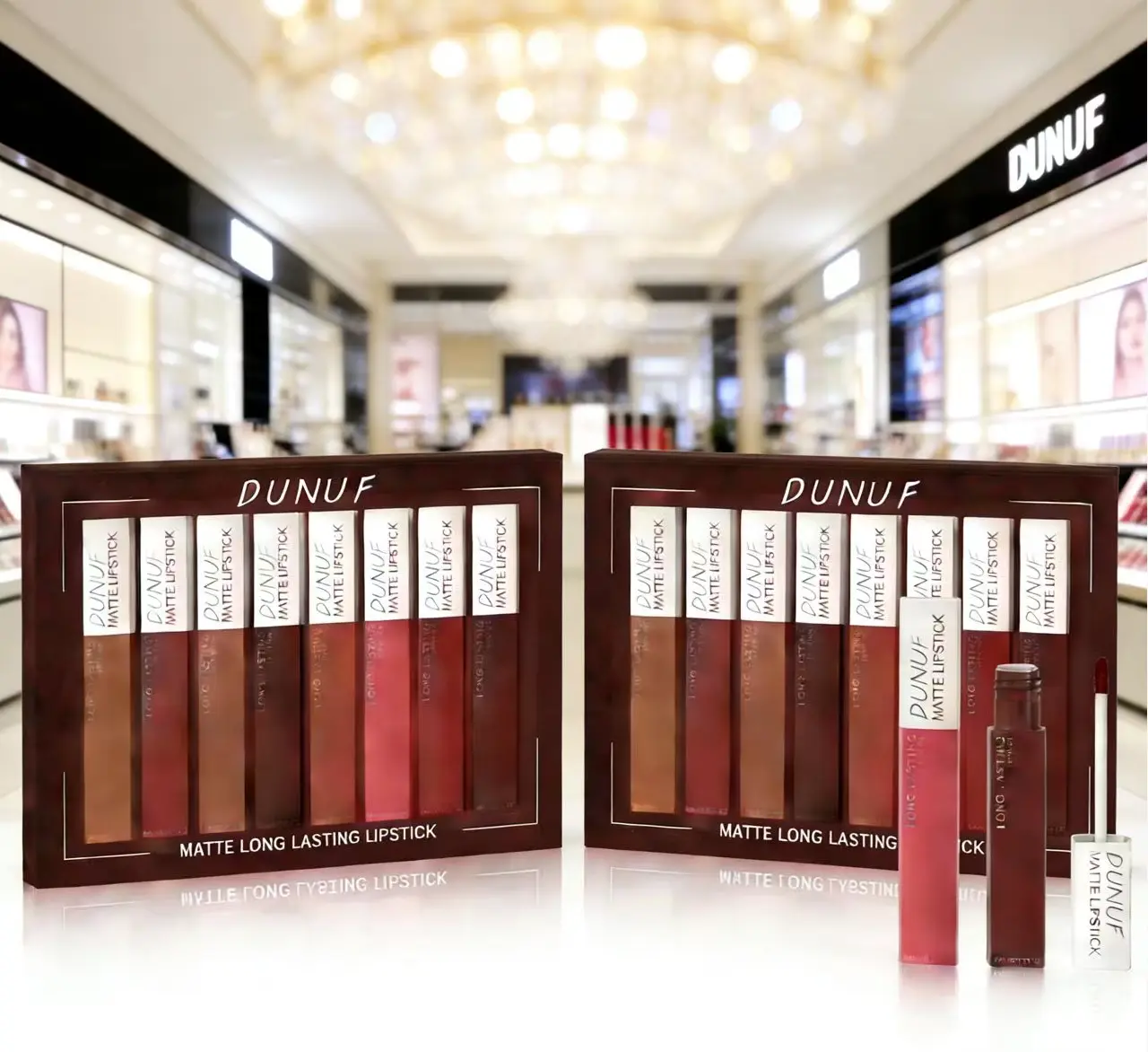 DUNUF Viral Matte Lip Stain Set | 8 Shades Long Lasting Velvet Lip Gloss | Waterproof Smudge Proof Lipstick | Nude & Bold Red Tones | TikTok Trending Makeup for All Skin Tones maquillaje water holiday