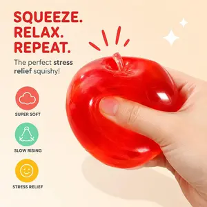 Shiny Apple Squeezable Toy, Slow-Rebound Toy, StressRelief Toy, Finger Toy, Relieves Anxiety and Stress,Portable Relaxation Toy, Great Gift. Cute TransparentDesign. Slow-Rebound Malt Ball Stress Relief HandheldToy, Perfect for Office, Study, and Relax