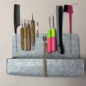 CCLG 12-Pc Professional Dreadlock Tool Kit | Bamboo Crochet Hooks 0.5mm 0.75mm | Loc Maintenance & Repair Set for DIY 4C Hair with Storage Bag & Headbands