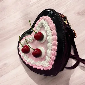 Decoden Purse - Unique Design with Cherry Decoration and Pink Cream Topper