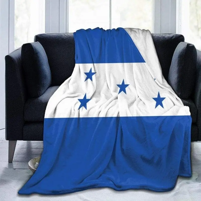 Honduras Flag Pattern Blanket, 1 Count Soft Warm Throw Blanket, Lightweight Flannel Blanket, Air-conditioned Room Blanket, Warm Nap Blanket for Home & Office