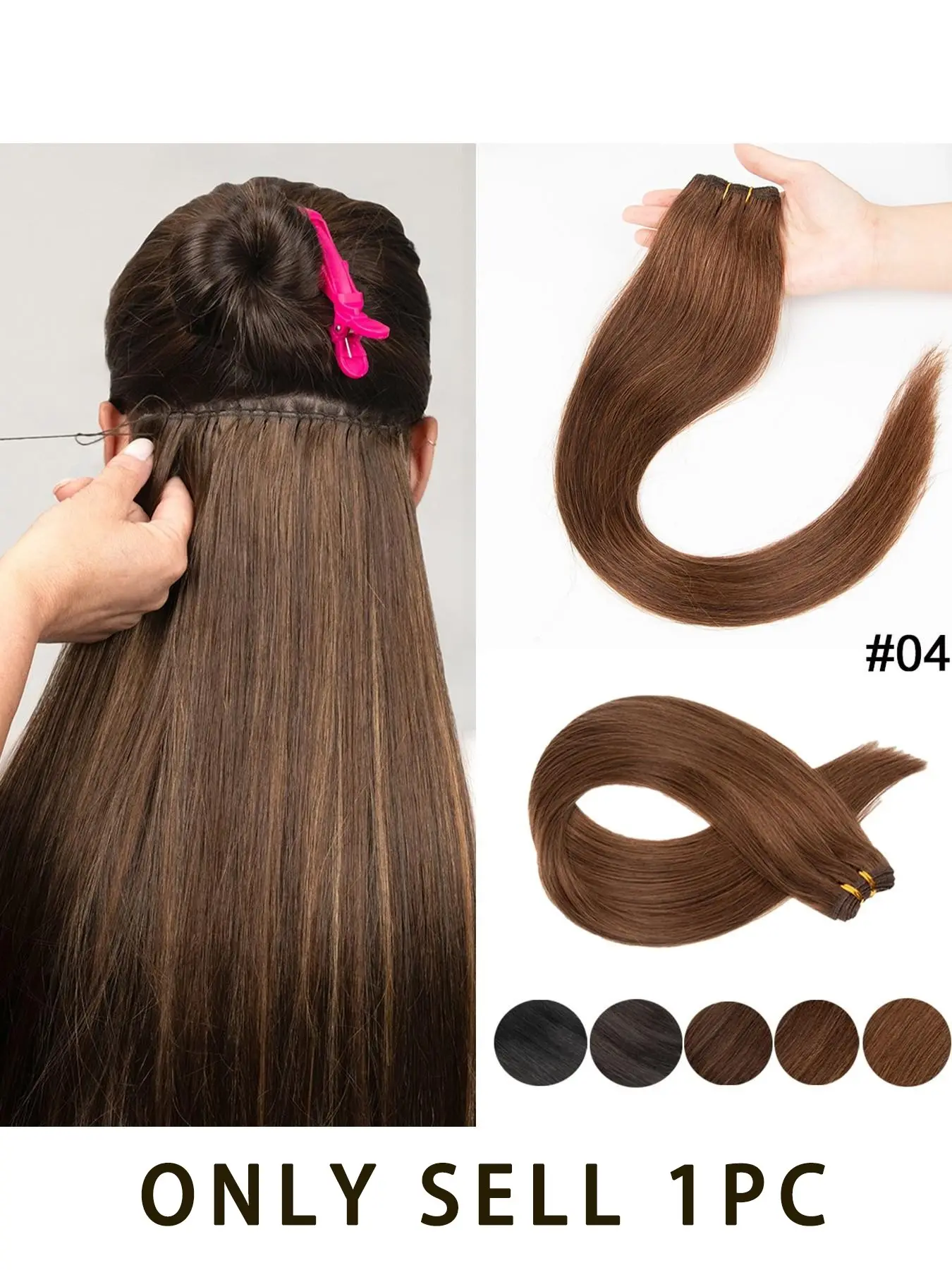 Real Human Hair Straight Weave Bundles, Handmade Dual Layer Weaving Strips, Suitable for Sew-In Extensions, Multiple Color Options
