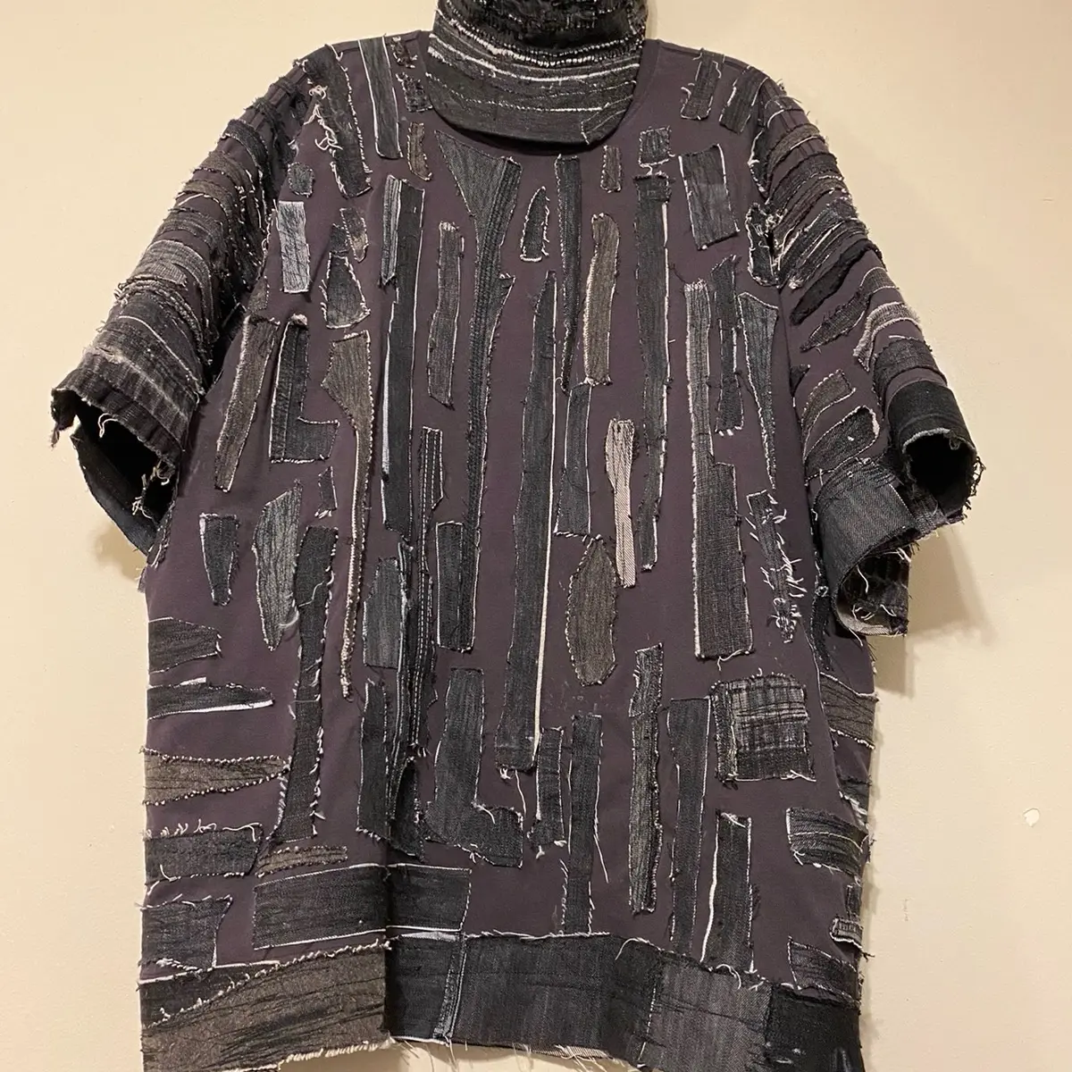 Size:Large/ Denim Dashiki T-shirt Crew Neck Cotton