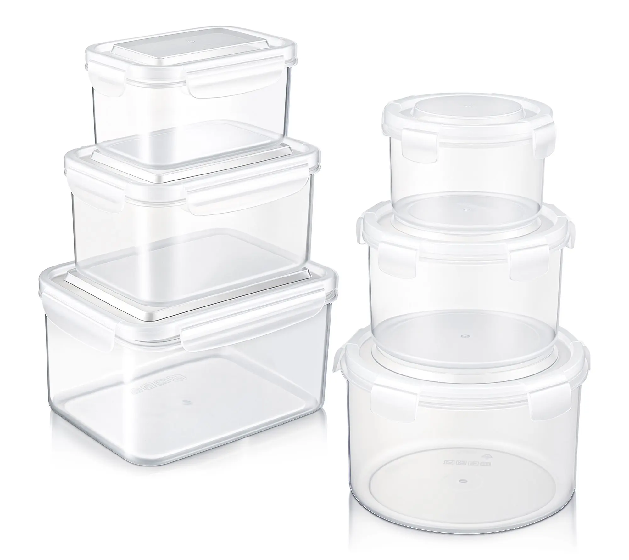 Sorbus Airtight Plastic Food Container, Round Rectangle -6Pack