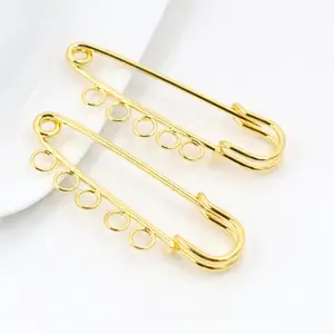 5pcs/lot 50*15mm Brooches Findings Gold Color Brooch Pins Supplies for Jewelry Accessories cameo setting charms-S4-24