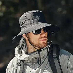 2Pcs Unisex Outdoor Sun Hat Wide Brim Bucket Hat with Neck Flap Foldable UV Protection Fisherman Hat Portable Summer Sunshade Cap Ideal for Hiking Fishing Camping Beach Outdoor Activities