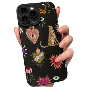 1Pcs Leopard Eye Pattern Trendy Black Quequanbao Tpu Mobile Phone Soft Shell Suitable for Apple17 16 15 14 13 12 11Promax