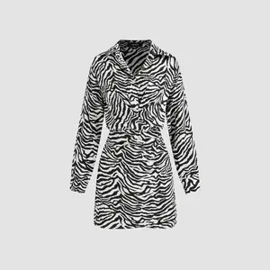Cider [size 0-10] Collar Zebra Striped Long Sleeve Mini Dress