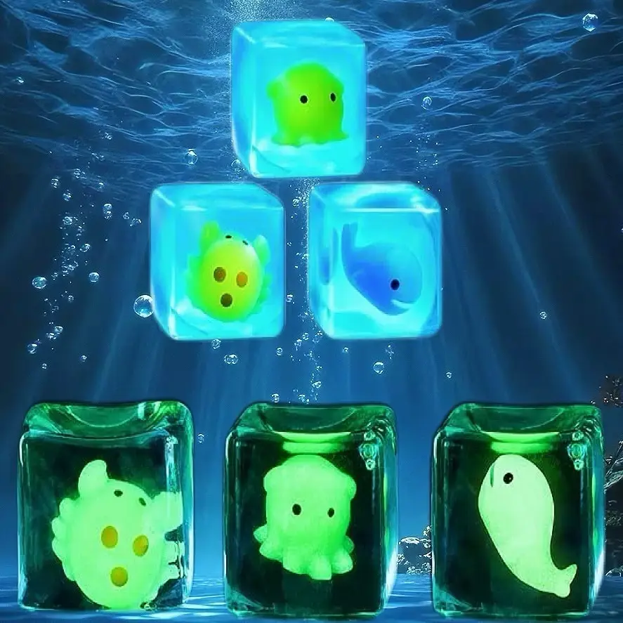 Glow‑in‑the‑Dark Ice Cube Squishy Ball, Soft Maltose Fidget Squeeze Toy for Adults