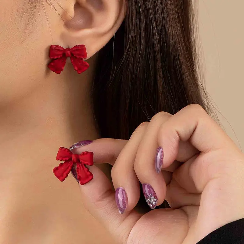 Women's Elegant Bowknot Design Stud Earrings, 1 Pair Trendy Cute Stud Earrings, Chic Gorgeous Jewelry As Gift for Girlfriend for Daily Decor, Ear Studs, Fashionable Jewelry Accessories