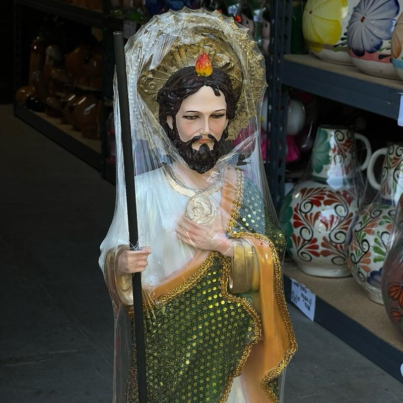 26" Inch Saint St. Jude Figure Statue Imagen San Judas Tadeo Estatua New Money God Decor Religious Ornaments Resin Crafted High-Quality Artwork for Spiritual Comfort and Home Decor