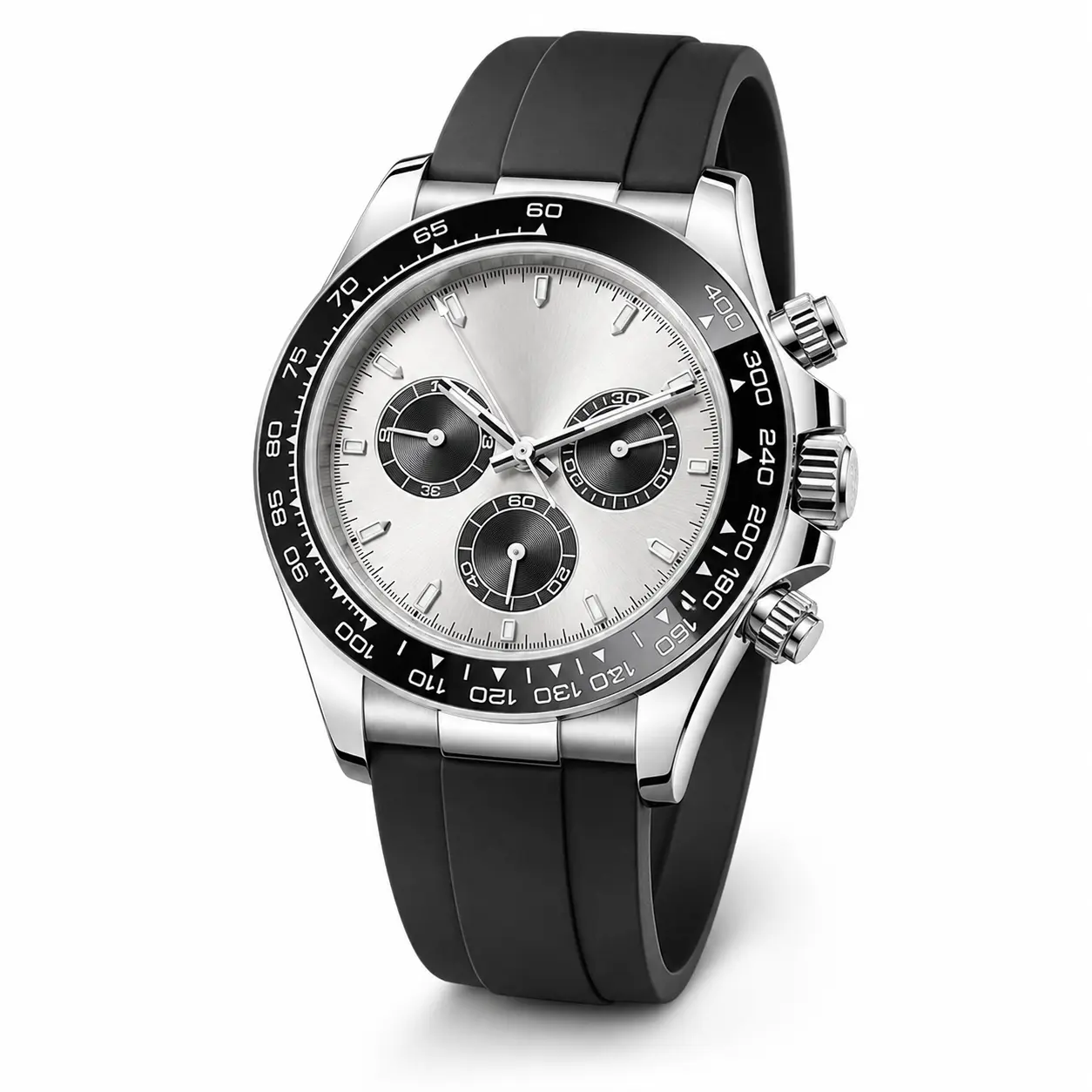 Men’s Racing-Inspired Quartz Watch with Black Rubber Strap, Multi-Dial Analog Wristwatch for Work, Travel and Everyday Wear